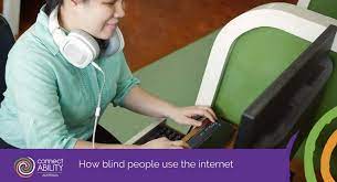 A blind person using computer